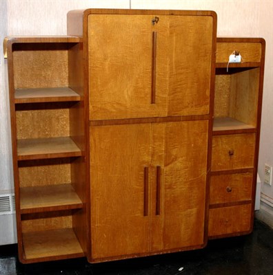 Lot 192 - Art Deco Fruitwood Fall Front Bureau Bookcase...