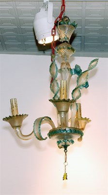 Lot 224 - Italian Glass Three-Light Chandelier