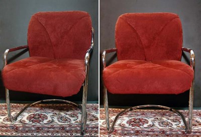 Lot 231 - Set of Four Suede Upholstered Chrome Armchairs