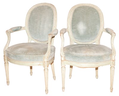 Lot 328 - Set of Four Louis XVI Style Painted Armchairs