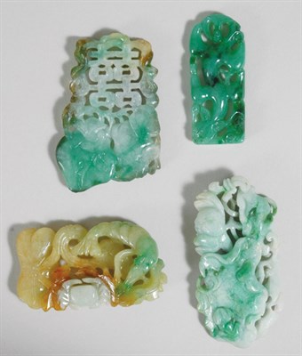 Lot 1362 - Group of Four Chinese Jadeite Pendants...