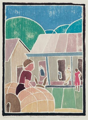 Lot 4253 - Mabel A. Hewit WELCOME HOME Color woodcut,...