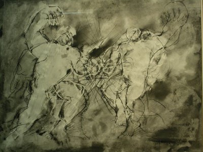 Lot 3031 - Alain Elbaz Born 1941 FIGHTING FIGURES Signed...