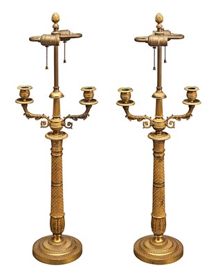 Lot 252 - Pair of Restauration Gilt-Bronze Two-Light...