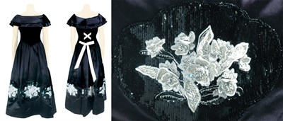 Lot 142 - Valentino Black Silk Satin Gown Italian, late...