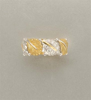 Lot 1239 - Two-Color Gold and Diamond Band Ring