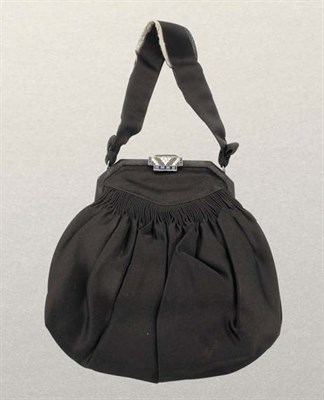 Lot 1240 - Art Deco Sapphire, Diamond, Black Onyx and Fabric Evening Purse