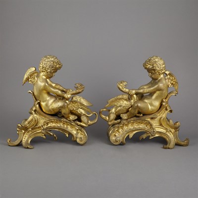 Lot 396 - Pair of Louis XVI Style Gilt-Bronze Figural...