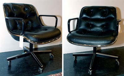 Lot 252 - Three Leather and Chrome Office Chairs...