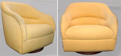 Lot 258 - Pair of Swivel Base Upholstered Lounge Chairs