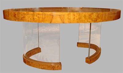 Lot 263 - Burl-Wood Two-Drawer Pedestal Desk Height 28...