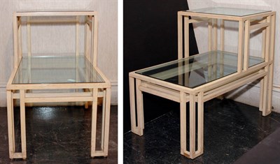 Lot 266 - Pair of Glass Top Painted Wood Two-Tier End...