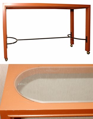 Lot 273 - Glass Top Painted Wood and Metal Console...