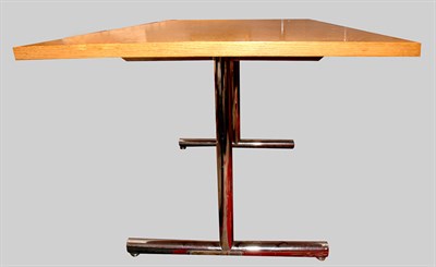 Lot 277 - Figured Wood and Tubular Chrome Omega Table...