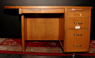 Lot 278 - Walnut Asymmetrical Three-Drawer Desk Height...
