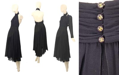 Lot 167 - Chanel Black Gauze Draped Dress with Bolero...
