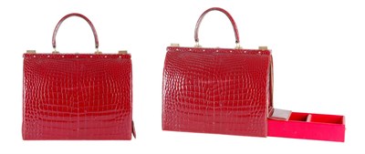 Lot 272 - Lederer Ruby Crocodile Travelling Handbag...