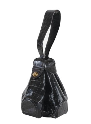 Lot 266 - Black Crocodile Pouch with Wristband Cuban,...