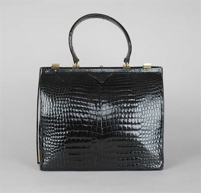 Lot 273 - Louise Fontaine Black Crocodile Handbag 1950s...