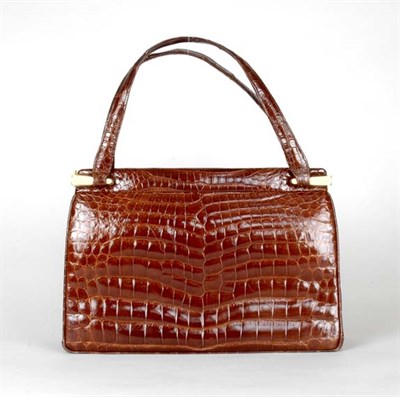 Lot 275 - Chestnut Brown Crocodile Handbag Rectangular...