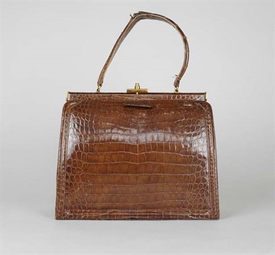 Lot 277 - Mocha Crocodile Handbag American, 1960s The...