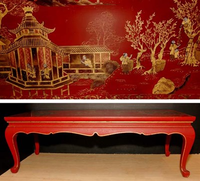 Lot 289 - Asian Style Gilt Decorated Red Lacquered...
