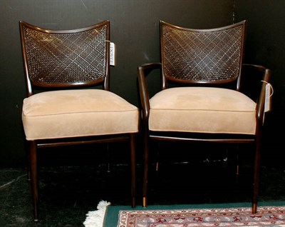 Lot 245 - Set of Six Stained Wood and Caned Dining...