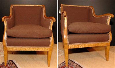 Lot 333 - Pair of Upholstered Fruitwood Armchairs