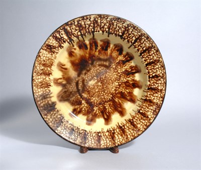 Lot 2157 - Glazed Redware Charger With brown sponge...