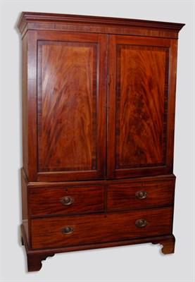 Lot 341 - Georgian Style Mahogany Linen Press Height 6...