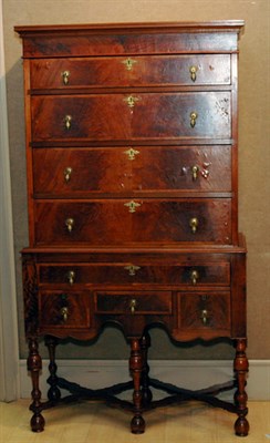 Lot 344 - William and Mary Style Mahogany Chest on Stand...