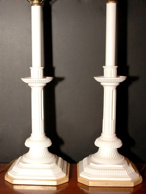 Lot 354 - Pair of Ceramic Candlestick Lamps Height 20...