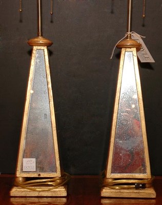 Lot 359 - Pair of Gilt Trimmed Mirrored Pyramidal-Form...