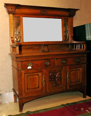 Lot 363 - Arts and Crafts Style Copper Decorated Oak...