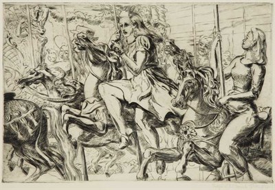 Lot 4314 - Reginald Marsh WOODEN HORSES; MERRY GO ROUND...