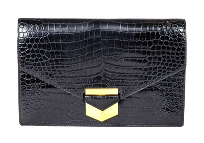 Lot 308 - Hermes Black Alligator Envelope Clutch Bag...