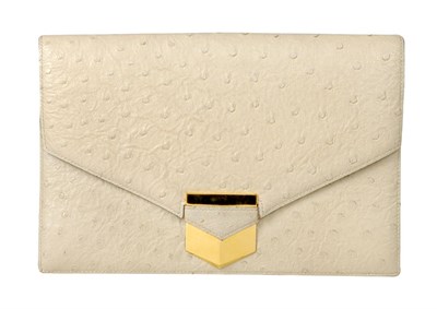 Lot 307 - Hermes Beige Ostrich Envelope Clutch Bag With...