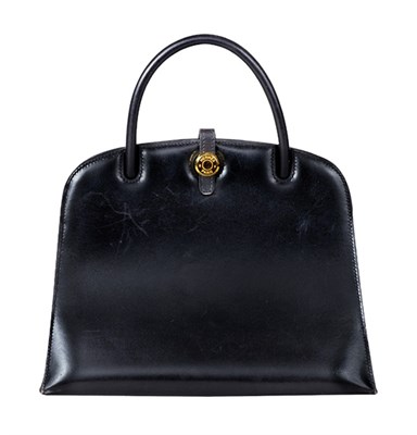 Lot 331 - Hermes Black Leather Handbag The curved edge...