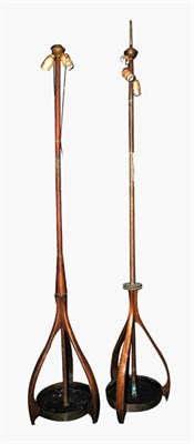 Lot 240A - Two Mahogany and Metal Floor Lamps Modern