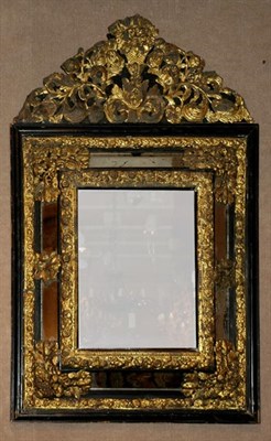 Lot 1228 - Dutch Style Brass Mounted Mirror Height 48...