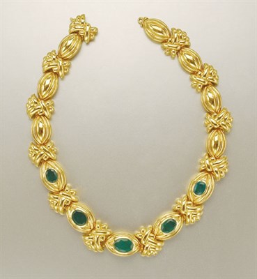 Lot 1212 - Gold and Emerald Necklace