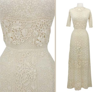 Lot 4 - Irish Crochet Floral Lace Summer Dress Circa...