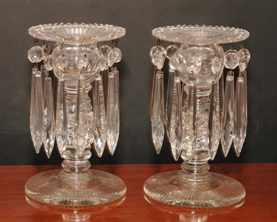 Lot 402 - Pair of Regency Style Crystal Lustres Height 6...