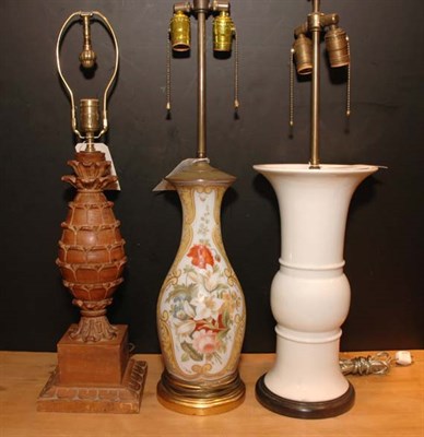 Lot 407 - Three Miscellaneous Lamps Comprising wood,...