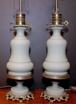 Lot 458 - Pair of Gilt-Metal Mounted Glass Two-Light...