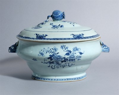Lot 2313 - Chinese Export Blue and White Porcelain Oval...
