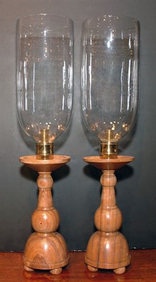 Lot 469 - Pair of Turned Wood Candlesticks with...