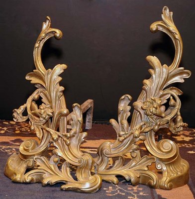 Lot 472 - Pair of Rococo Style Gilt-Metal Andirons