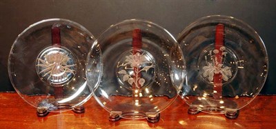 Lot 476 - Set of Twelve Steuben Floral Decorated Clear...