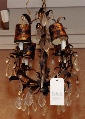 Lot 510 - Louis XV Style Gilt-Metal and Glass Four-Light...